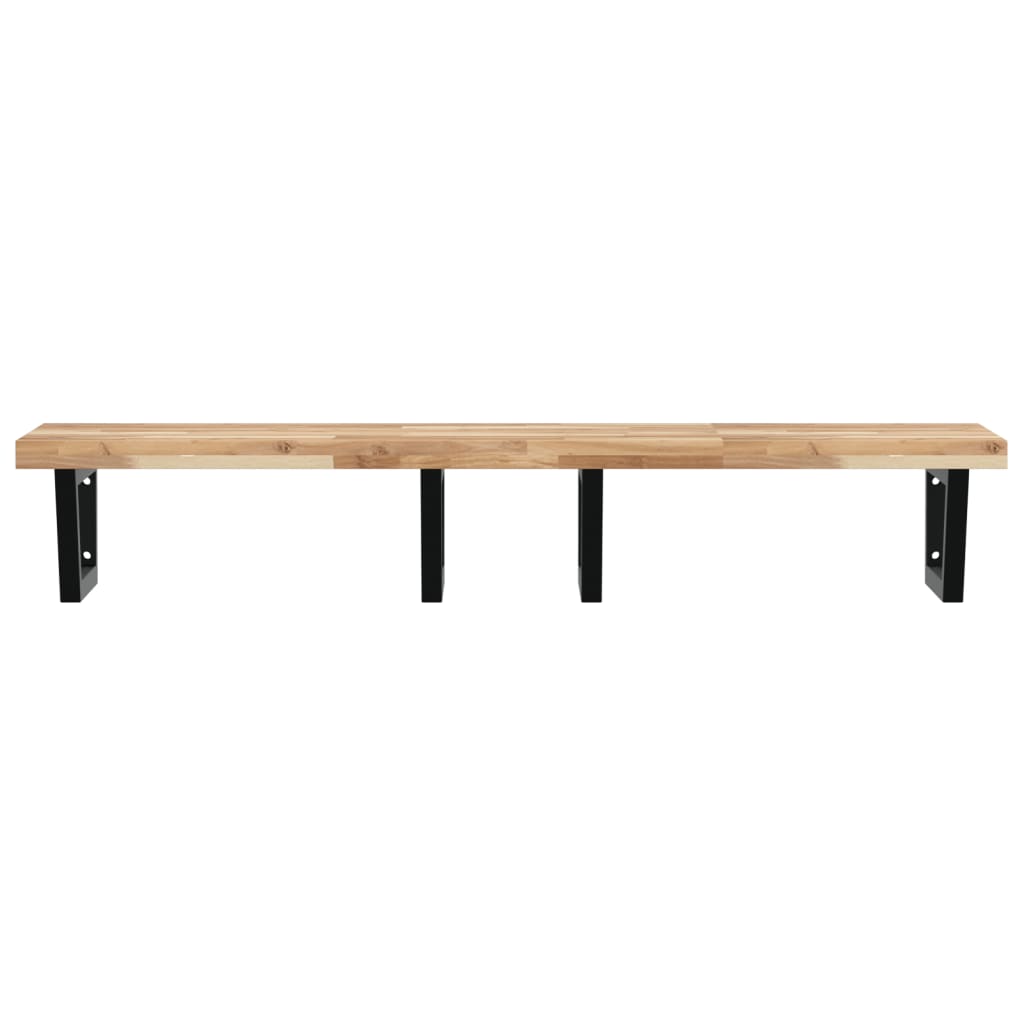 Étagère de vasque murale acier et bois massif d'acacia - XIOS