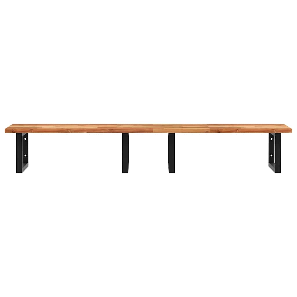 Étagère de vasque murale acier et bois massif d'acacia - XIOS