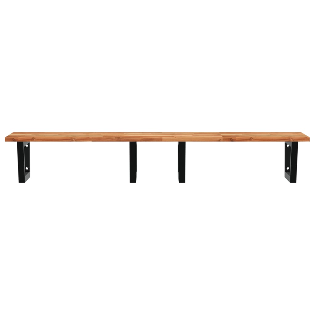 Étagère de vasque murale acier et bois massif d'acacia - XIOS