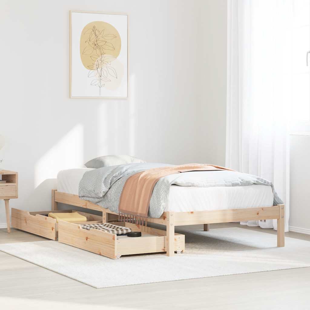 Cadre de lit sans matelas 75x190 cm bois de pin massif - XIOS