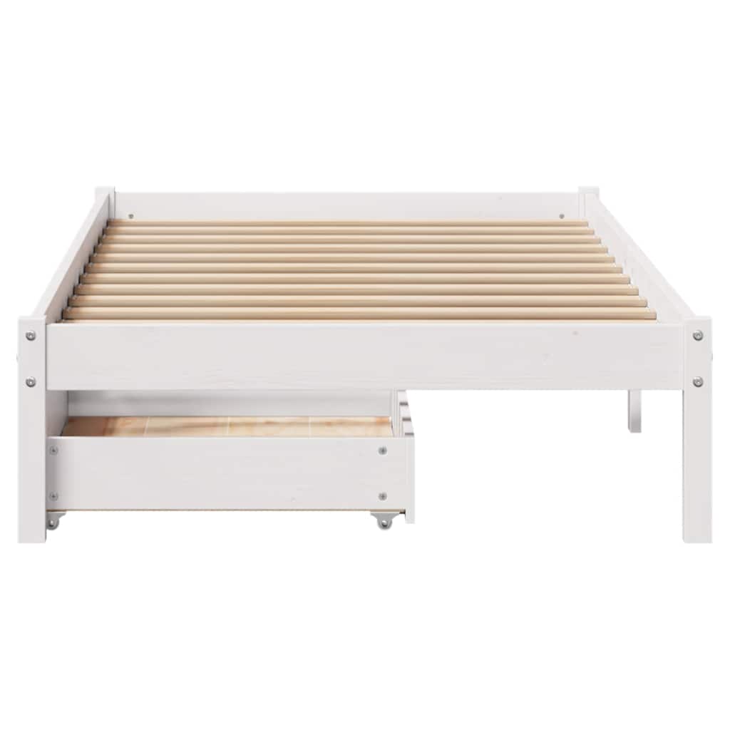 Cadre de lit sans matelas blanc 75x190 cm bois de pin massif - XIOS