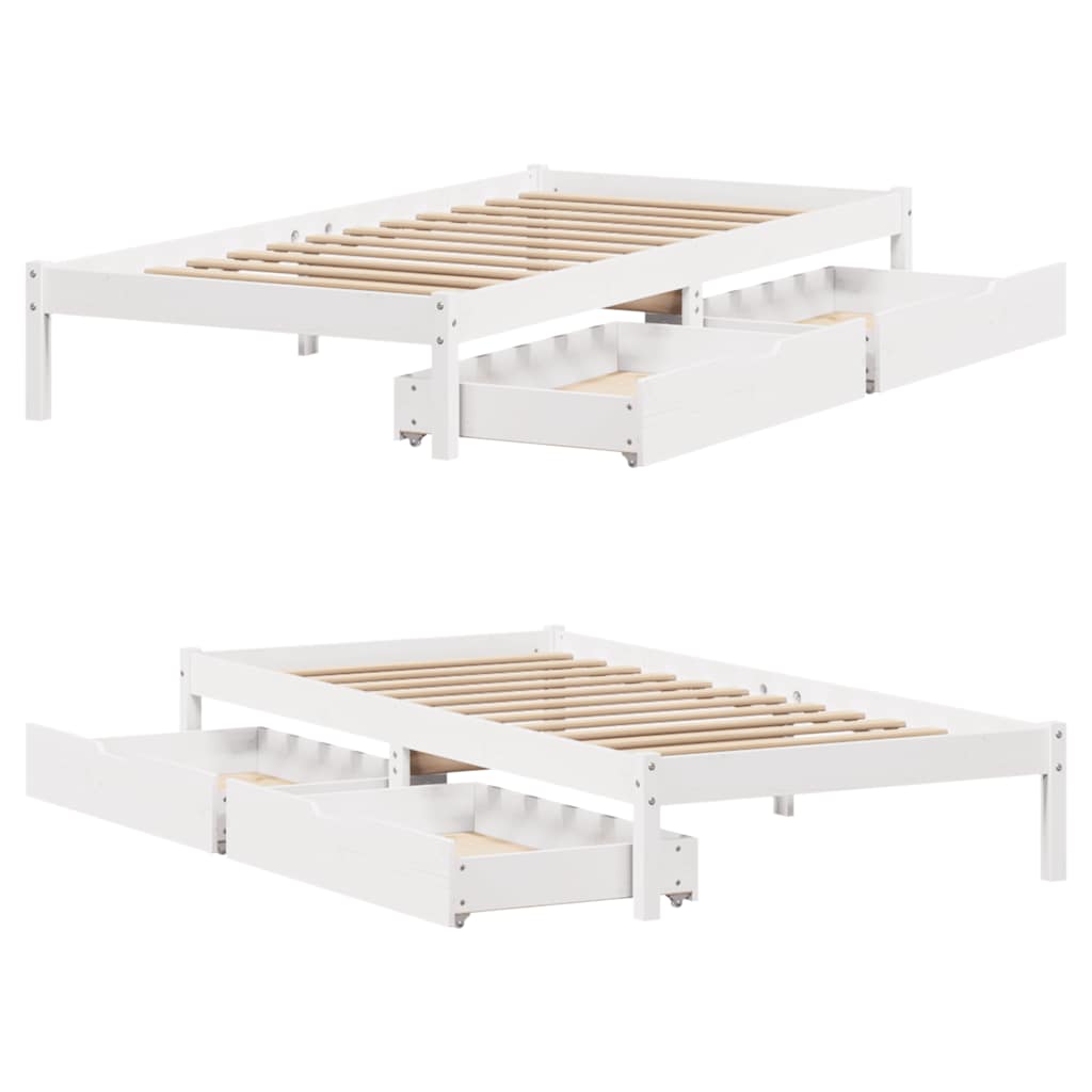 Cadre de lit sans matelas blanc 75x190 cm bois de pin massif - XIOS