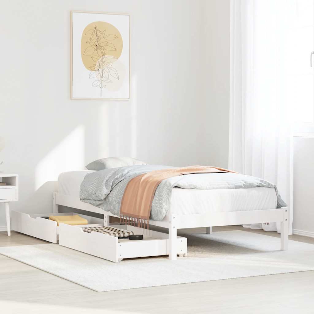 Cadre de lit sans matelas blanc 90x190 cm bois de pin massif - XIOS