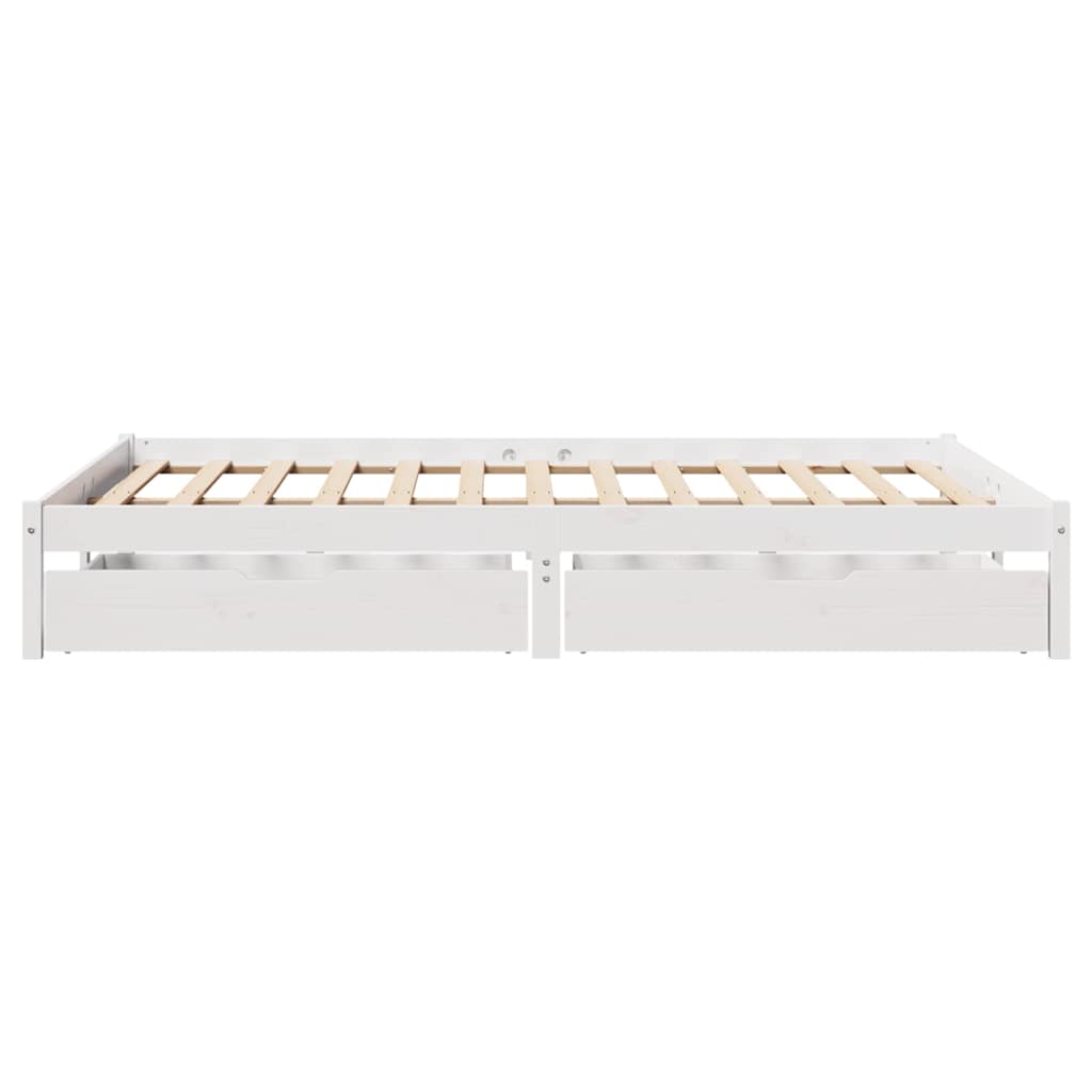 Cadre de lit sans matelas blanc 135x190 cm bois de pin massif - XIOS