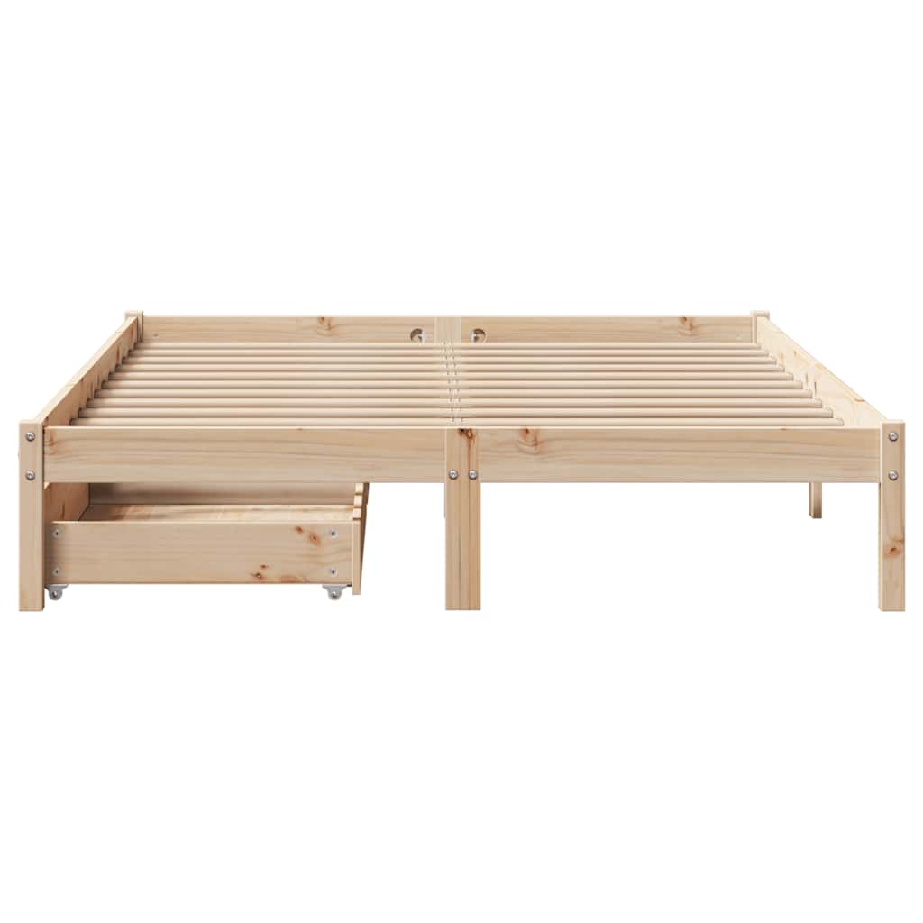 Cadre de lit sans matelas 140x190 cm bois de pin massif - XIOS