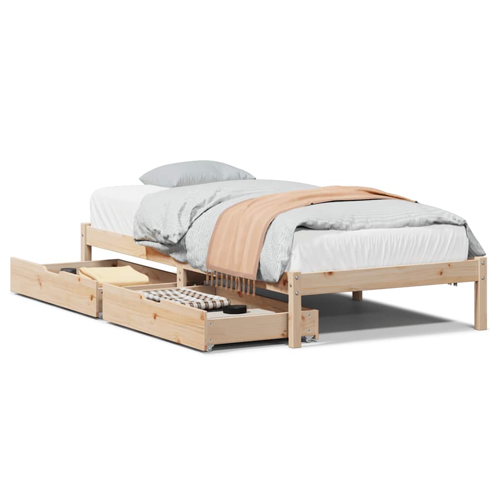 Cadre de lit sans matelas 90x200 cm bois de pin massif - XIOS