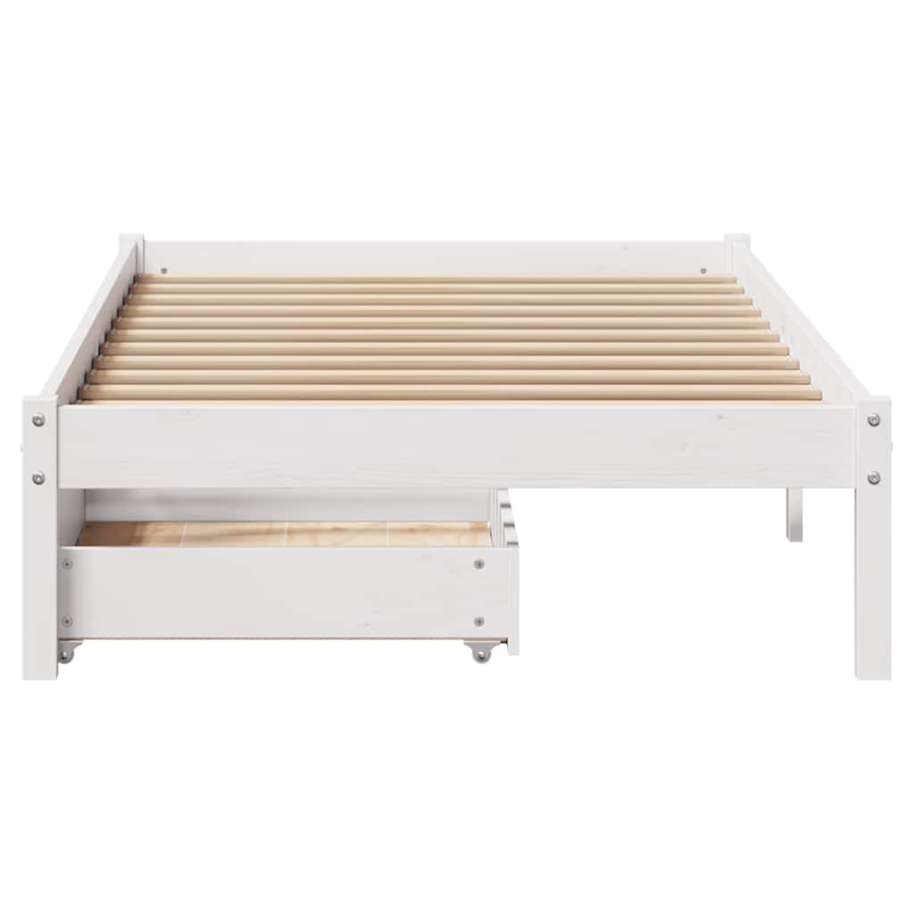 Cadre de lit sans matelas blanc 100x200 cm bois de pin massif - XIOS