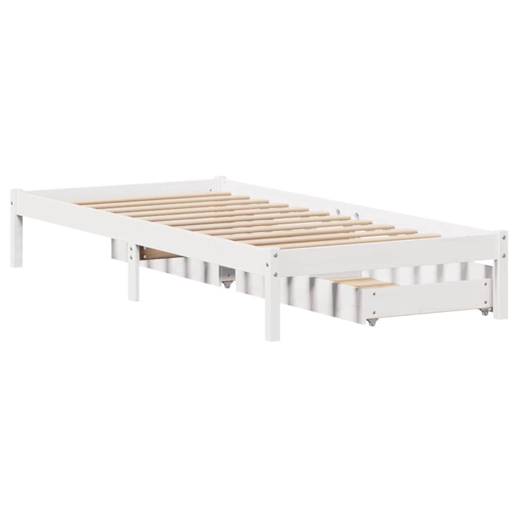 Cadre de lit sans matelas blanc 100x200 cm bois de pin massif - XIOS