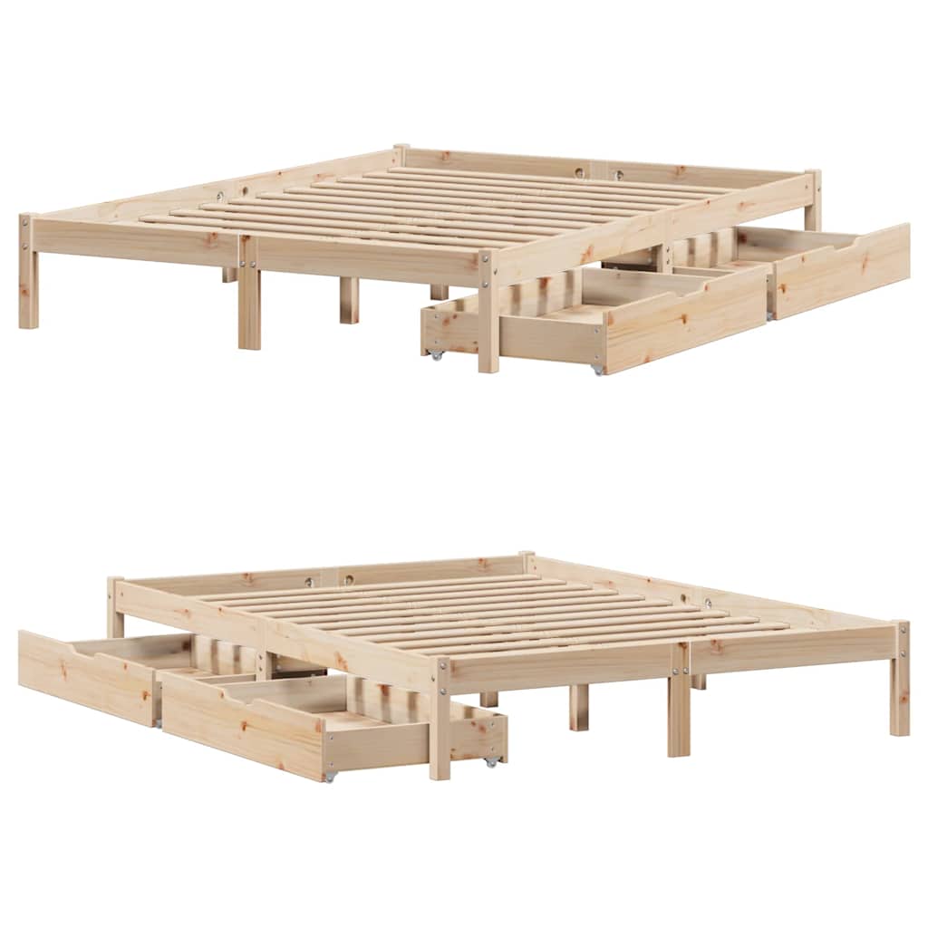 Cadre de lit sans matelas 120x200 cm bois de pin massif - XIOS