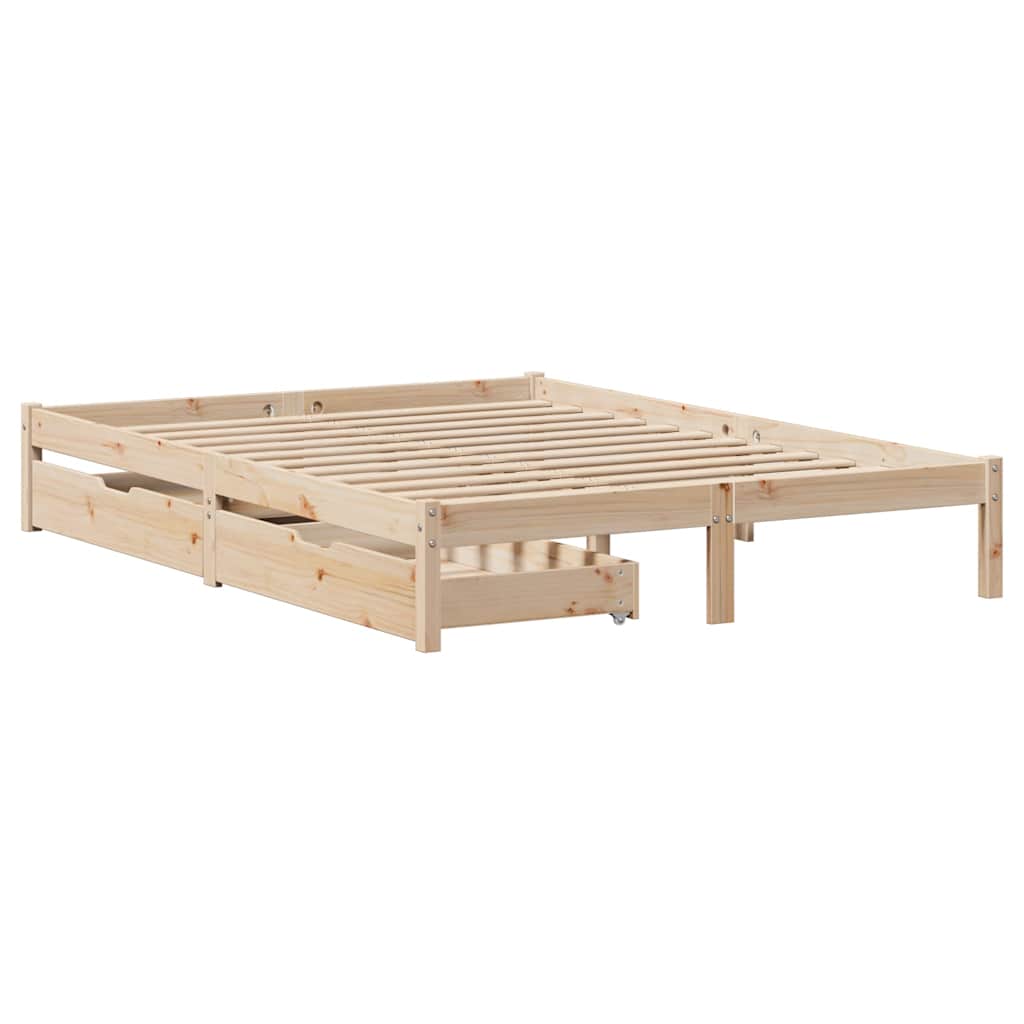 Cadre de lit sans matelas 140x200 cm bois massif de pin - XIOS