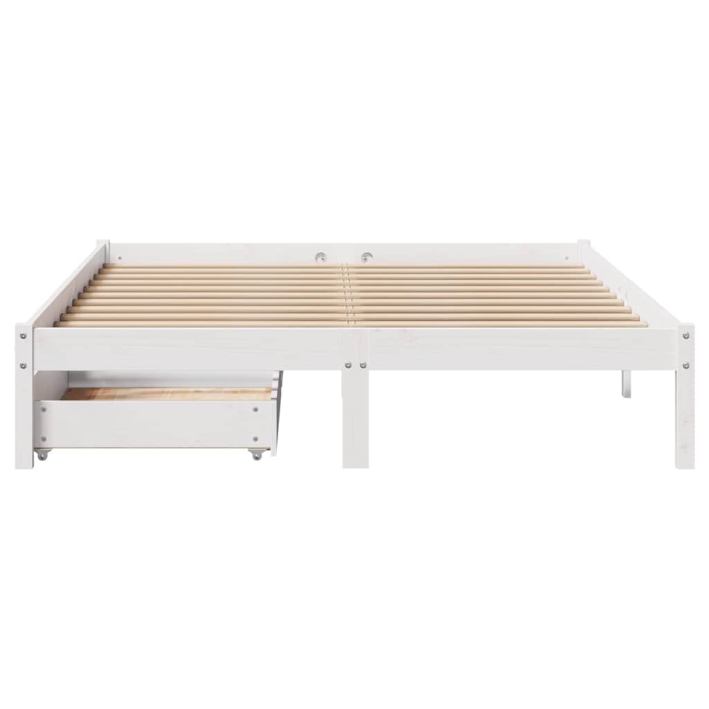 Cadre de lit sans matelas blanc 140x200 cm bois de pin massif - XIOS