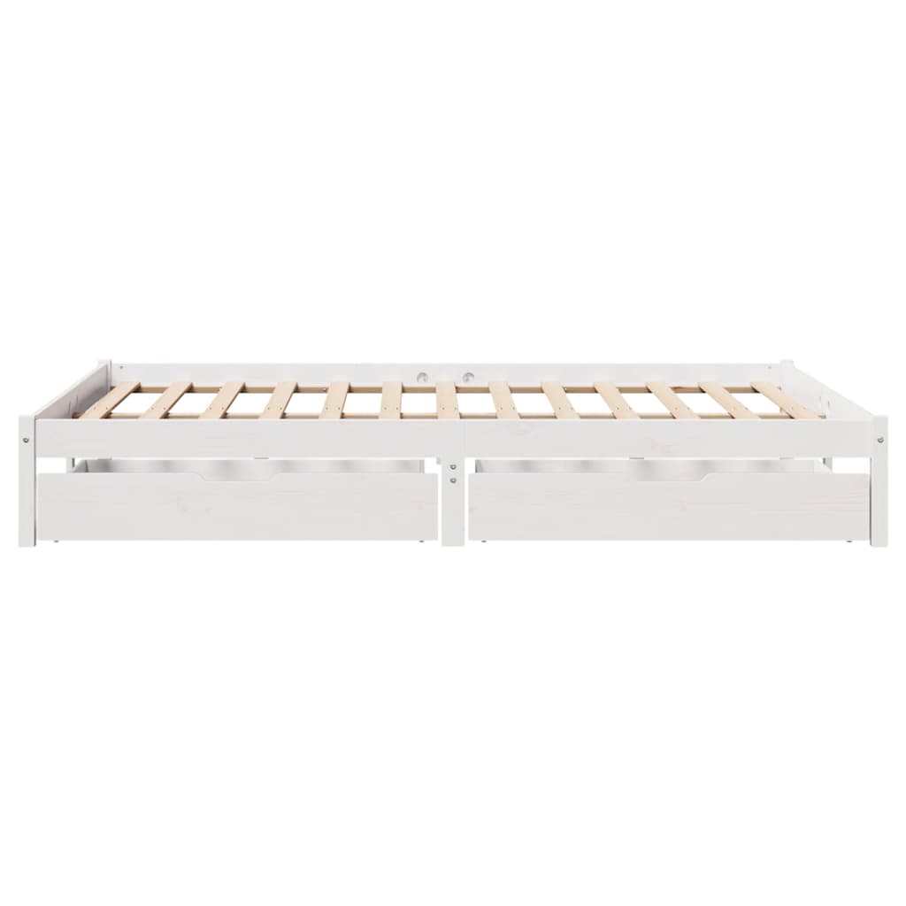 Cadre de lit sans matelas blanc 160x200 cm bois de pin massif - XIOS