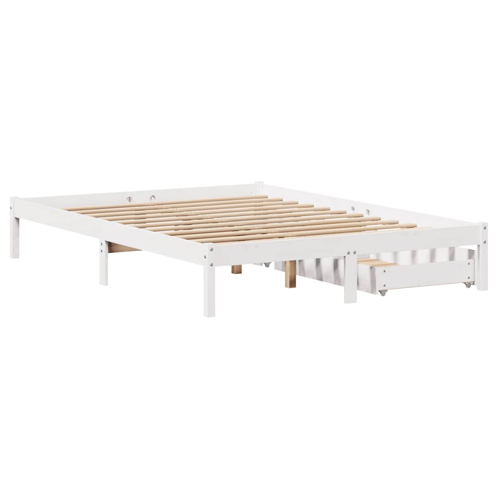 Cadre de lit sans matelas blanc 160x200 cm bois de pin massif - XIOS