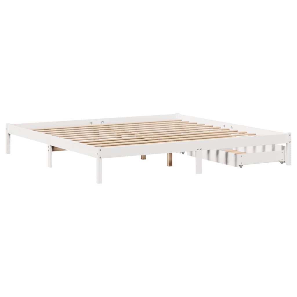 Cadre de lit sans matelas blanc 180x200 cm bois massif de pin - XIOS