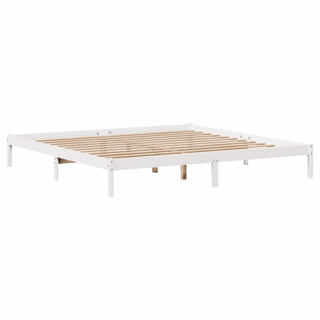 Cadre de lit sans matelas blanc 180x200 cm bois massif de pin - XIOS