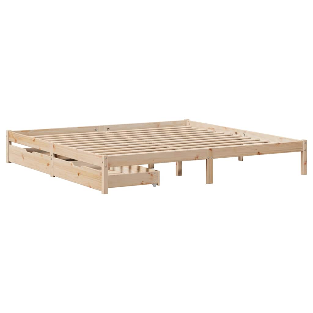 Cadre de lit sans matelas 200x200 cm bois massif de pin - XIOS