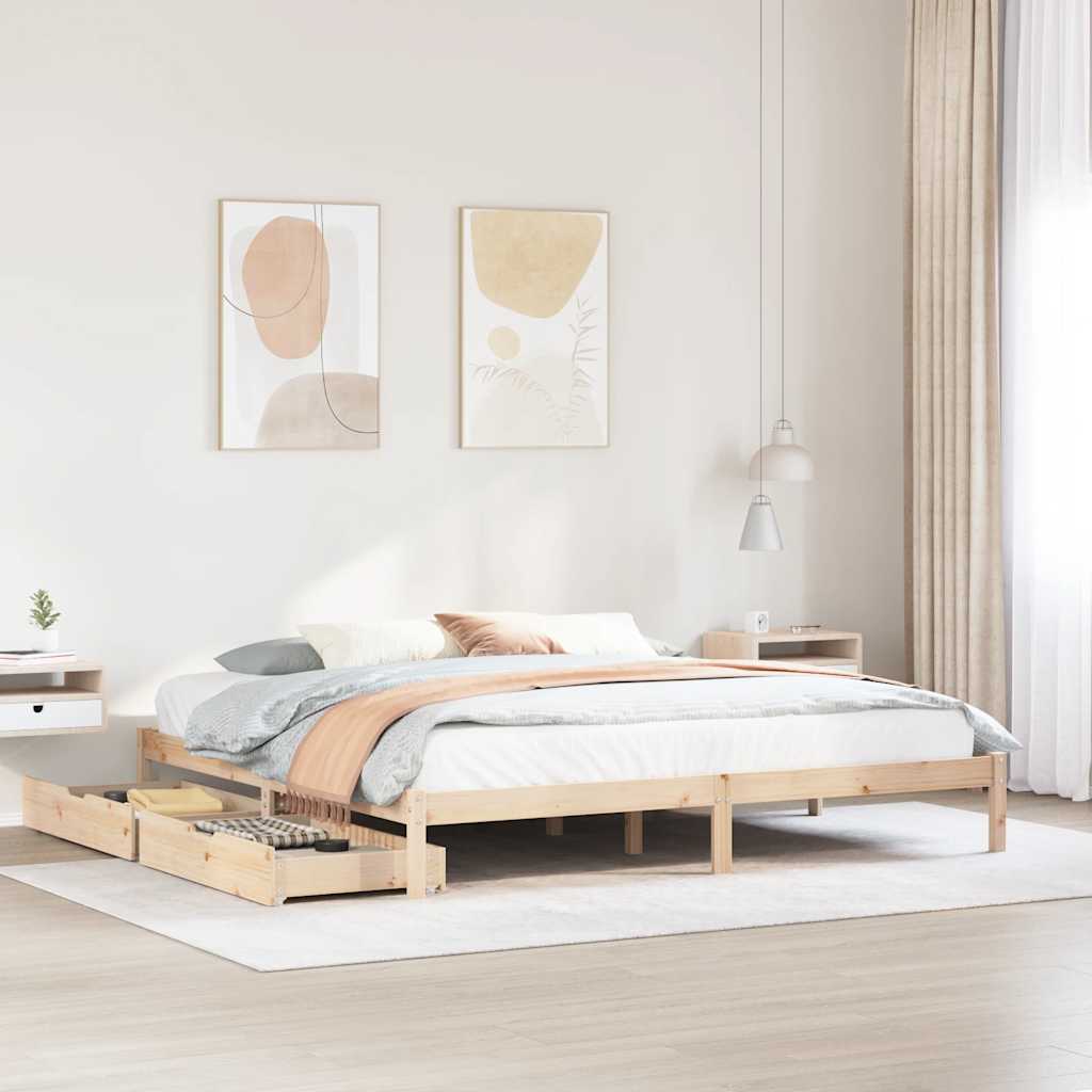 Cadre de lit sans matelas 200x200 cm bois massif de pin - XIOS
