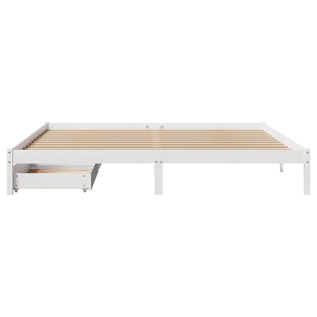 Cadre de lit sans matelas blanc 200x200 cm bois massif de pin - XIOS