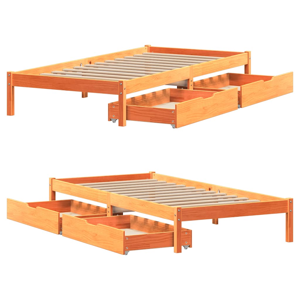 Cadre de lit sans matelas cire marron 100x200cm bois pin massif - XIOS
