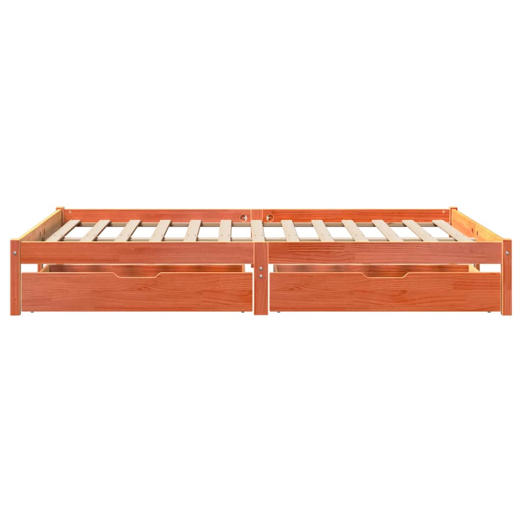 Cadre de lit sans matelas cire marron 150x200cm bois pin massif - XIOS