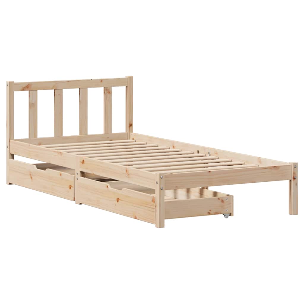 Cadre de lit sans matelas 90x190 cm bois de pin massif - XIOS