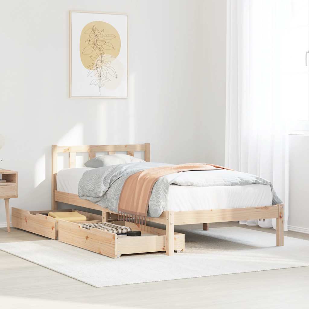 Cadre de lit sans matelas 90x190 cm bois de pin massif - XIOS