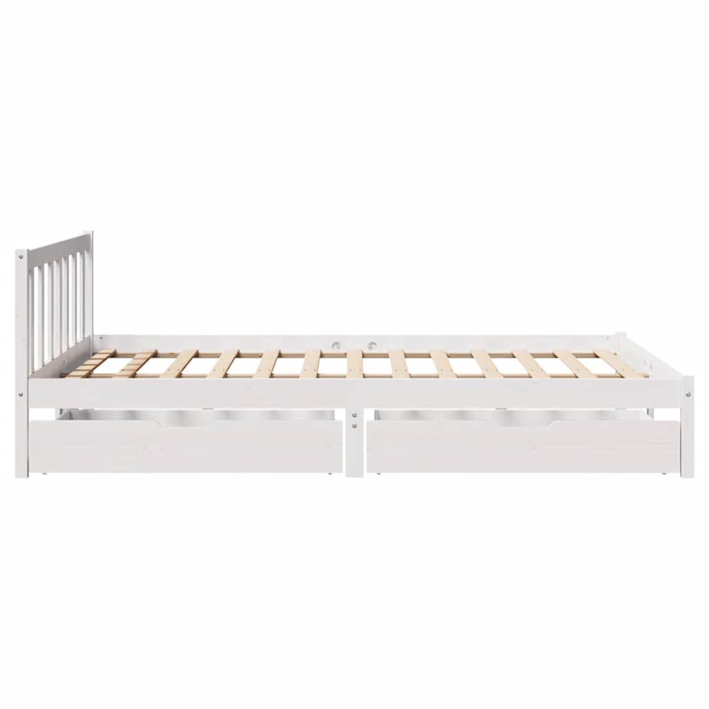 Cadre de lit sans matelas blanc 135x190 cm bois de pin massif - XIOS