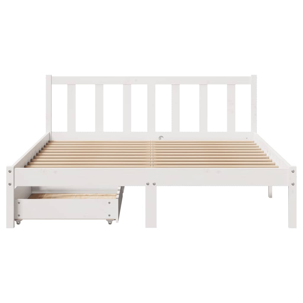 Cadre de lit sans matelas blanc 140x190 cm bois de pin massif - XIOS
