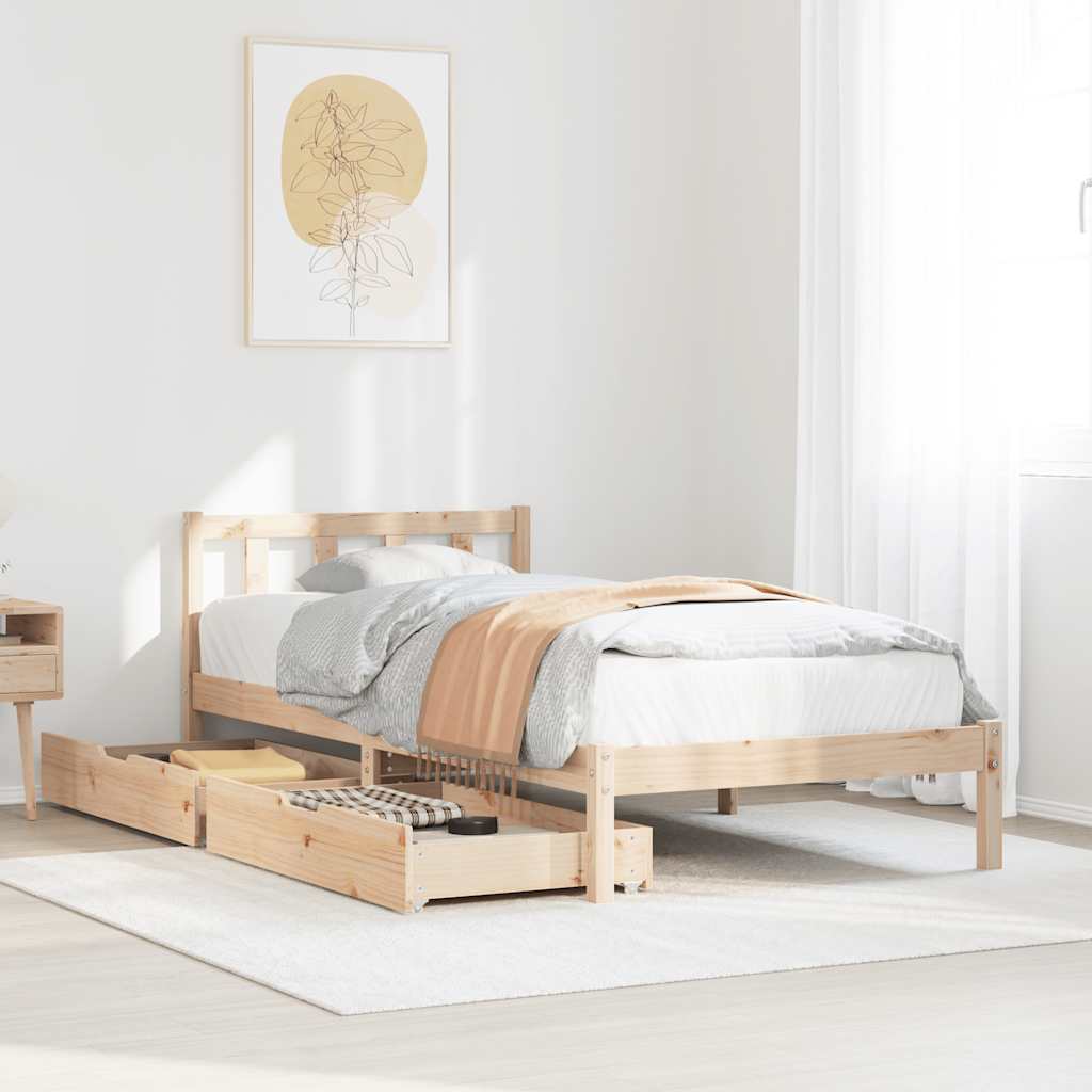 Cadre de lit sans matelas 90x200 cm bois de pin massif - XIOS