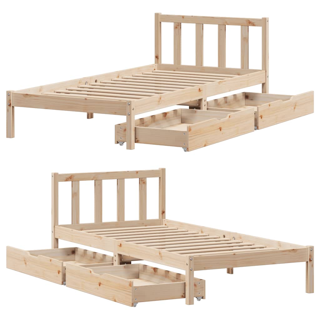 Cadre de lit sans matelas 100x200 cm bois massif de pin - XIOS
