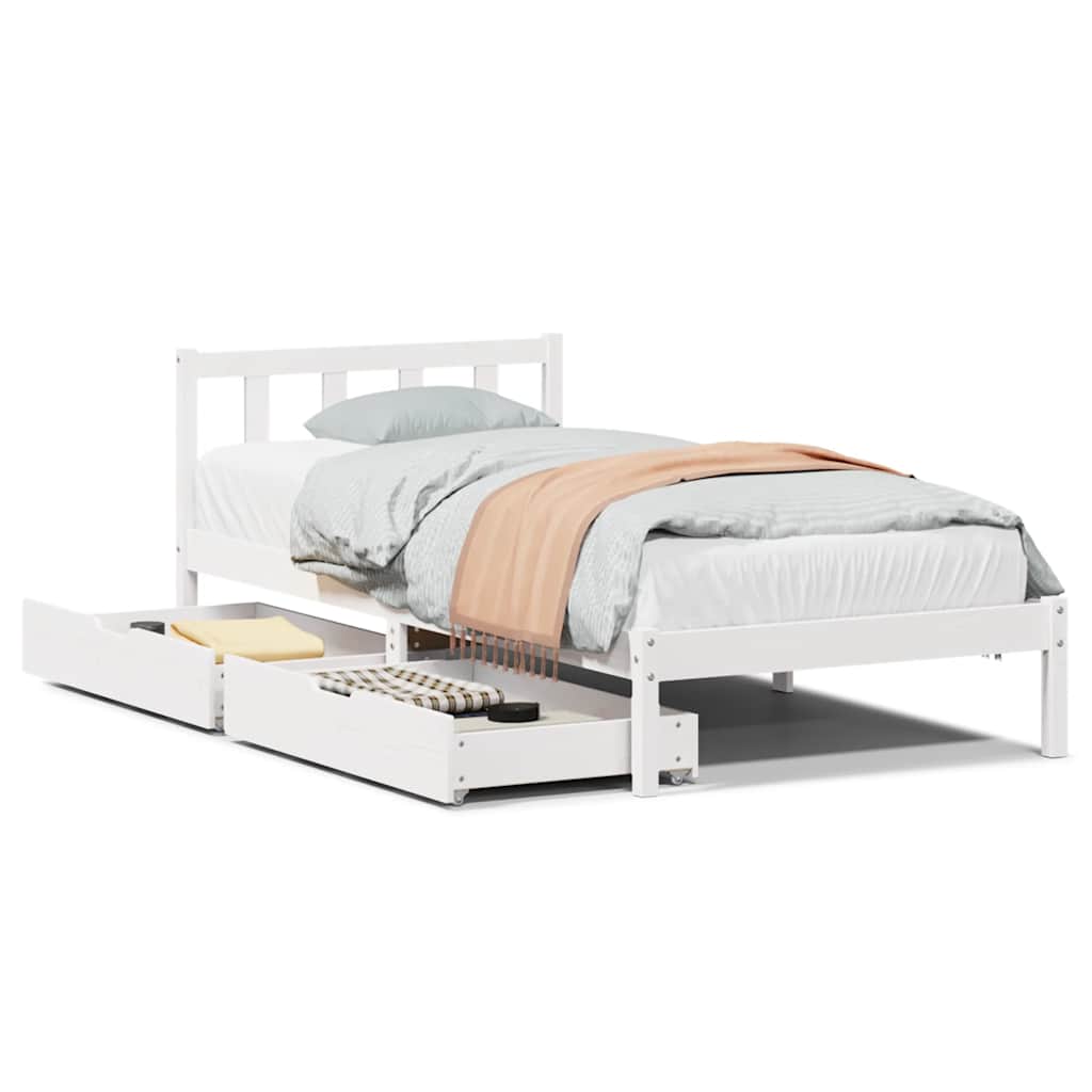 Cadre de lit sans matelas blanc 100x200 cm bois de pin massif - XIOS
