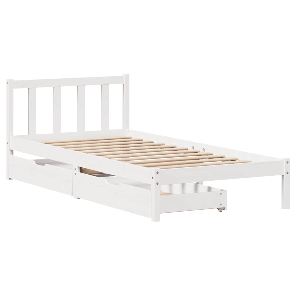 Cadre de lit sans matelas blanc 100x200 cm bois de pin massif - XIOS