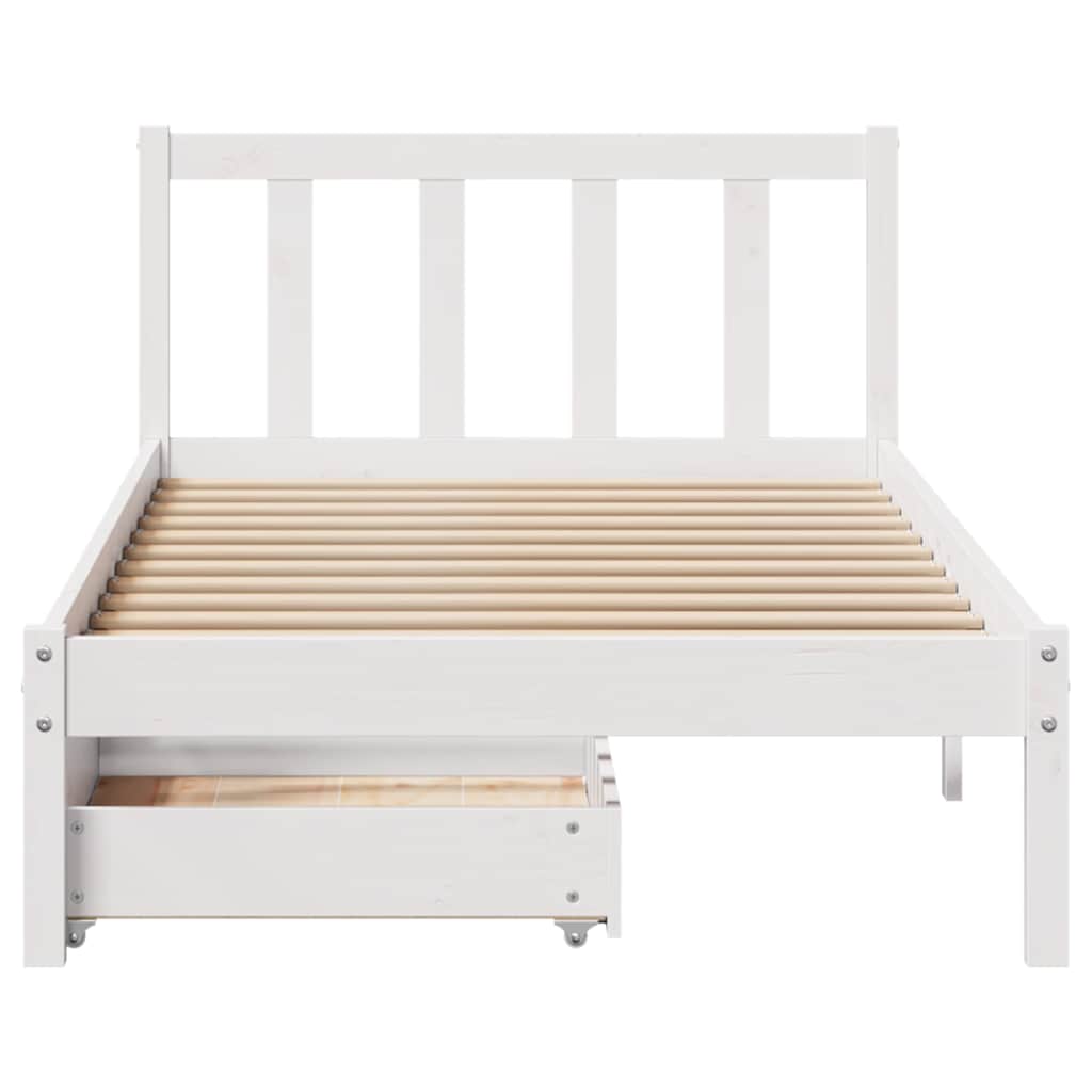 Cadre de lit sans matelas blanc 100x200 cm bois de pin massif - XIOS