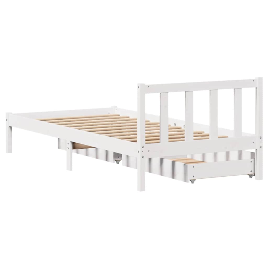 Cadre de lit sans matelas blanc 100x200 cm bois de pin massif - XIOS