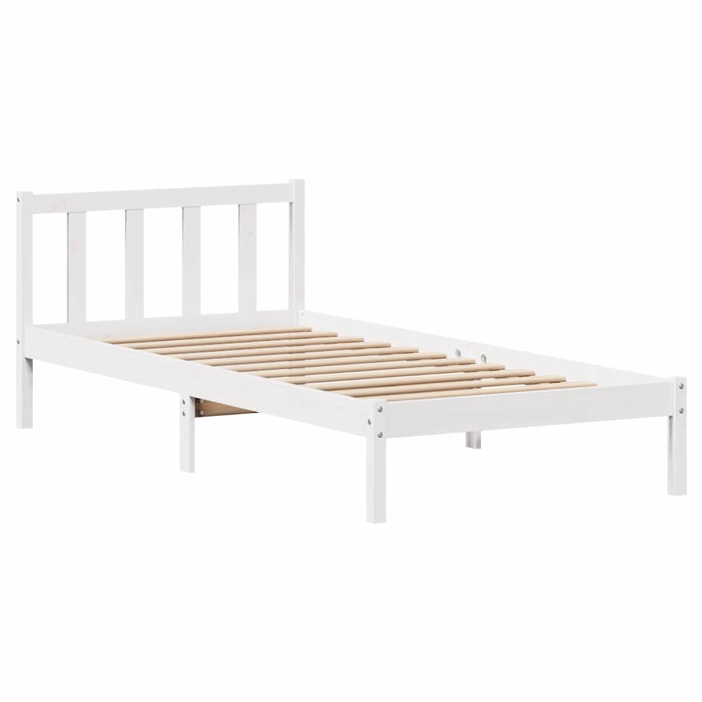Cadre de lit sans matelas blanc 100x200 cm bois de pin massif - XIOS