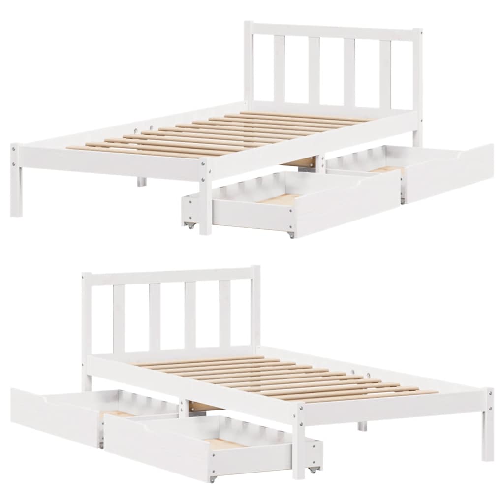 Cadre de lit sans matelas blanc 100x200 cm bois de pin massif - XIOS