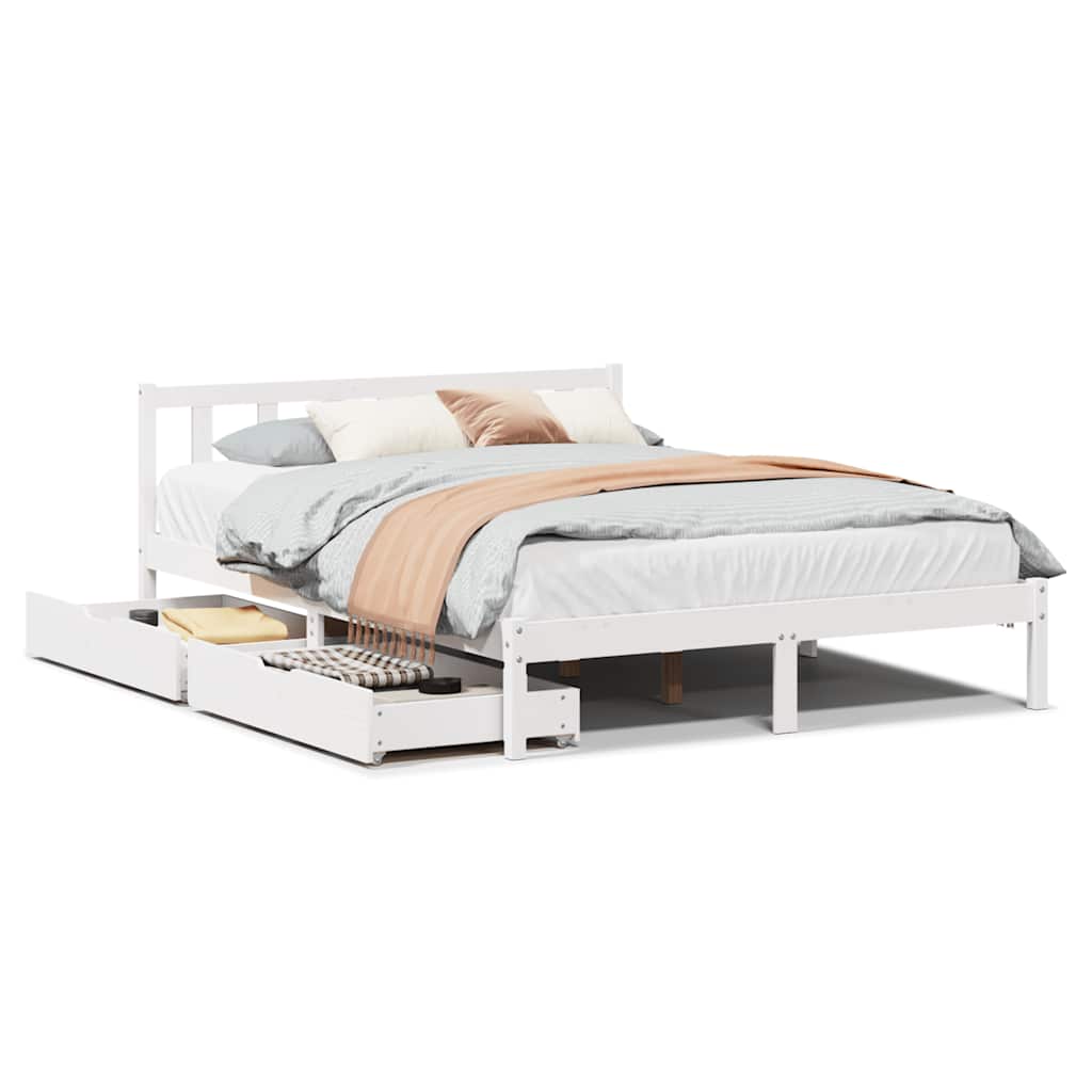 Cadre de lit sans matelas blanc 120x200 cm bois de pin massif - XIOS