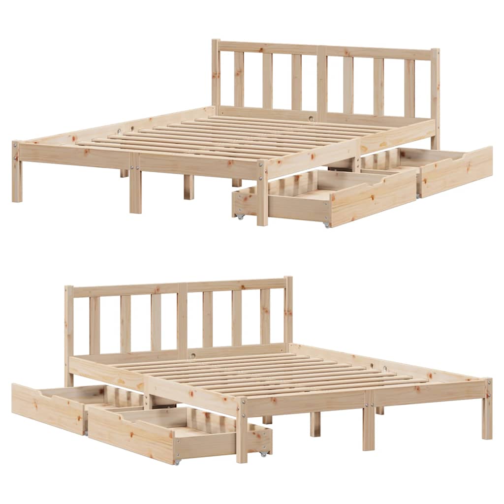 Cadre de lit sans matelas 140x200 cm bois massif de pin - XIOS