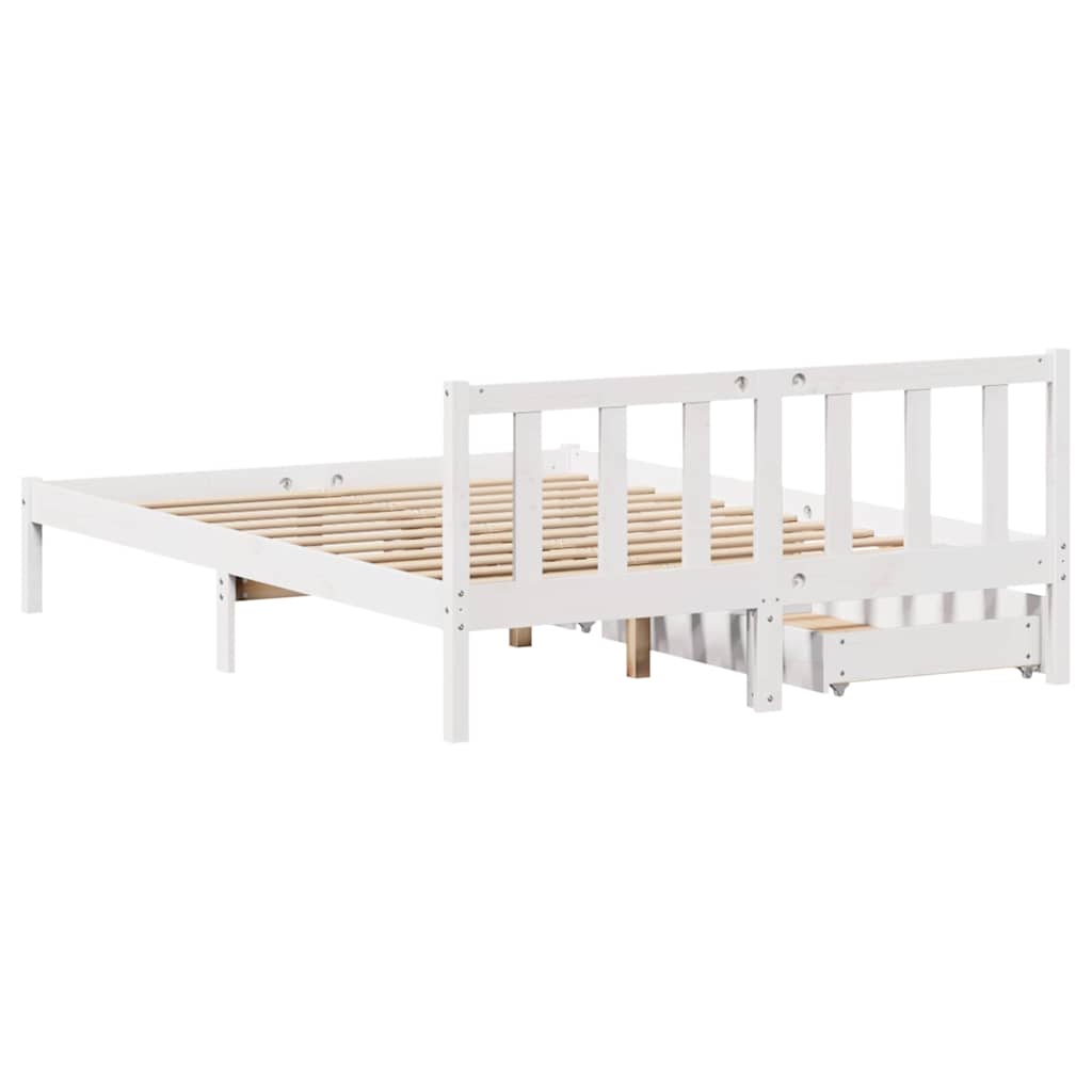 Cadre de lit sans matelas blanc 140x200 cm bois de pin massif - XIOS