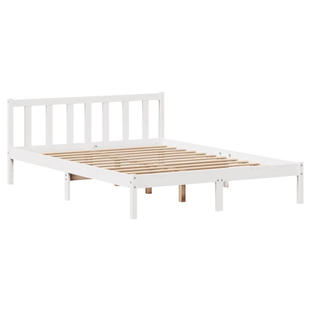 Cadre de lit sans matelas blanc 150x200 cm bois de pin massif - XIOS
