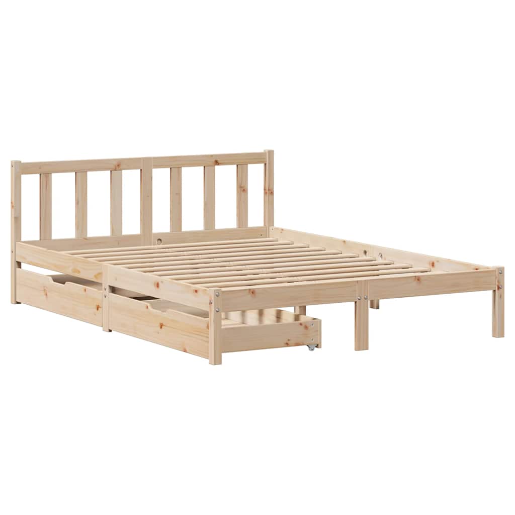 Cadre de lit sans matelas 160x200 cm bois massif de pin - XIOS