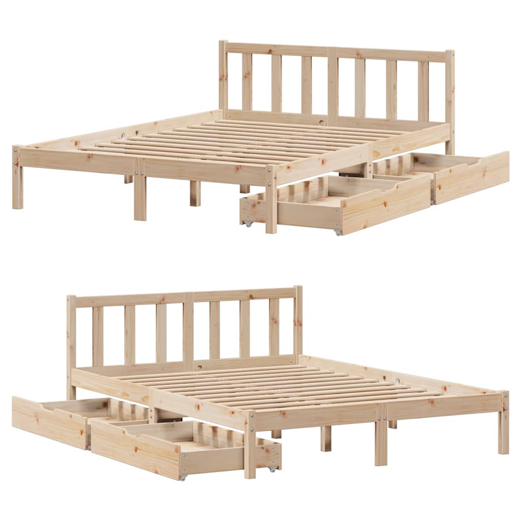 Cadre de lit sans matelas 160x200 cm bois massif de pin - XIOS