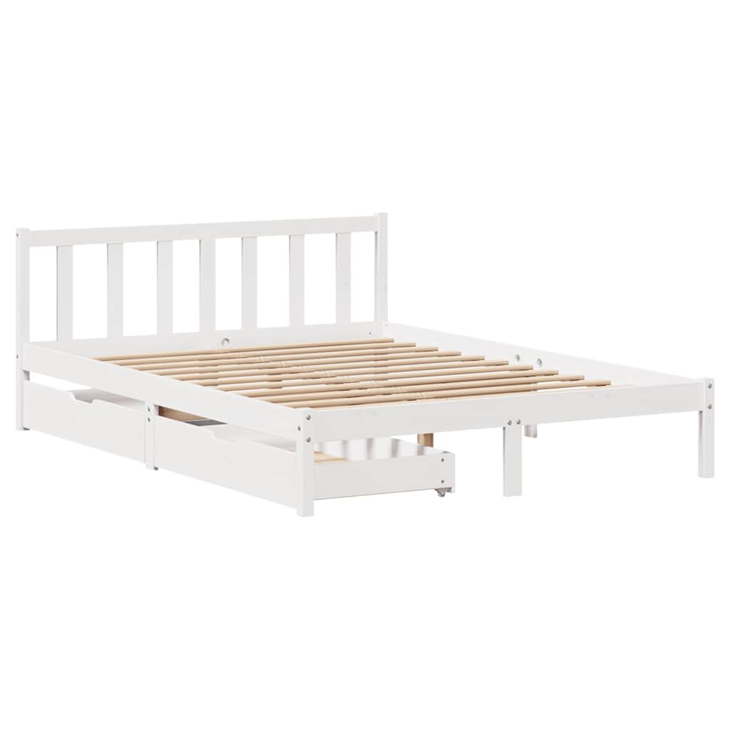 Cadre de lit sans matelas blanc 160x200 cm bois de pin massif - XIOS