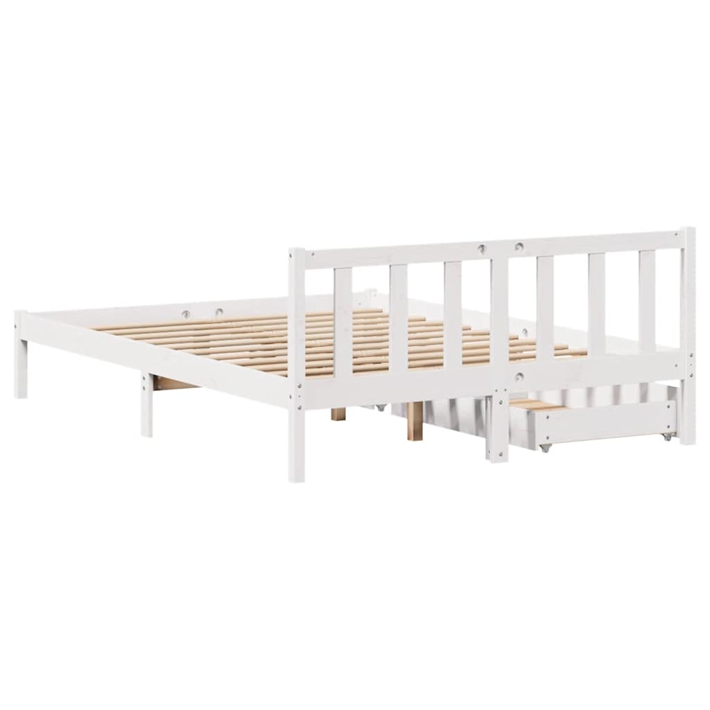 Cadre de lit sans matelas blanc 160x200 cm bois de pin massif - XIOS