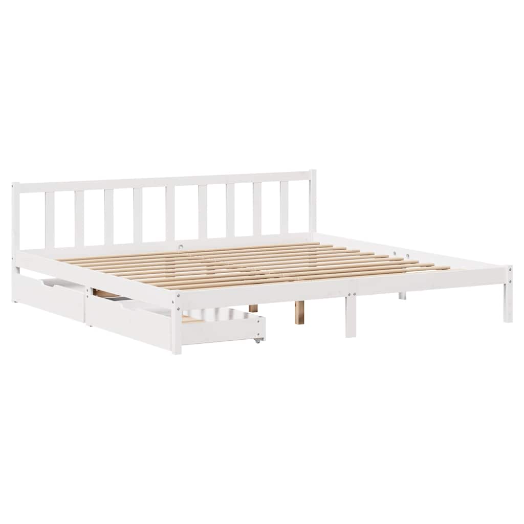 Cadre de lit sans matelas blanc 180x200 cm bois massif de pin - XIOS