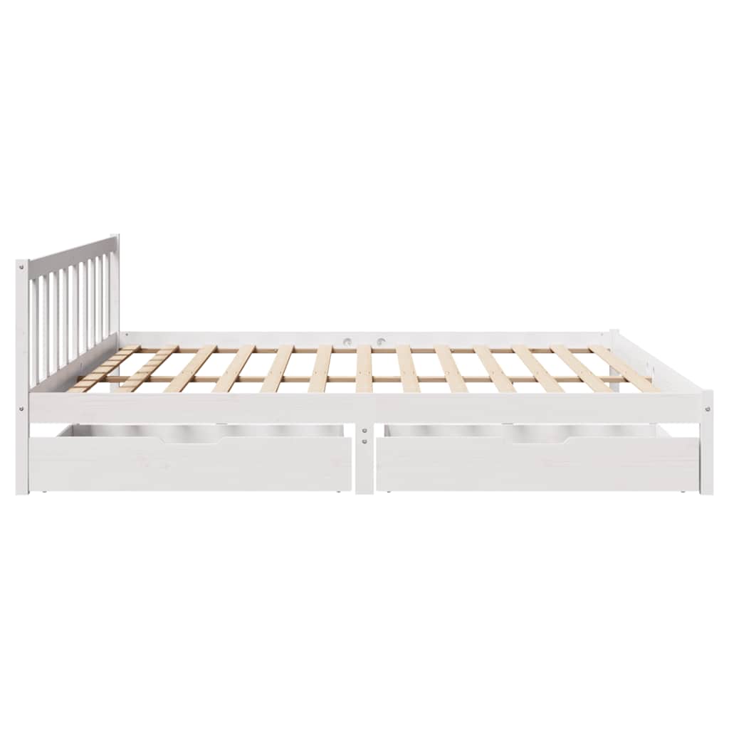 Cadre de lit sans matelas blanc 180x200 cm bois massif de pin - XIOS