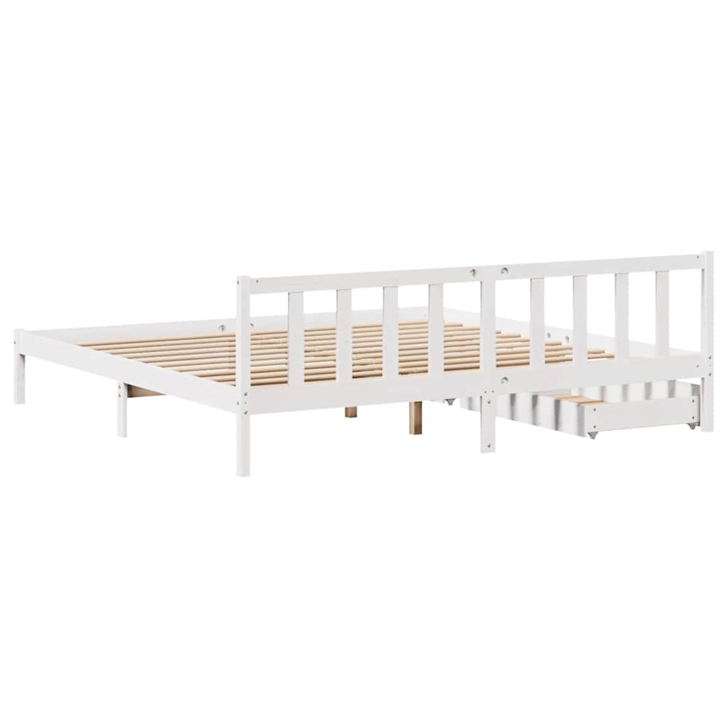 Cadre de lit sans matelas blanc 180x200 cm bois massif de pin - XIOS