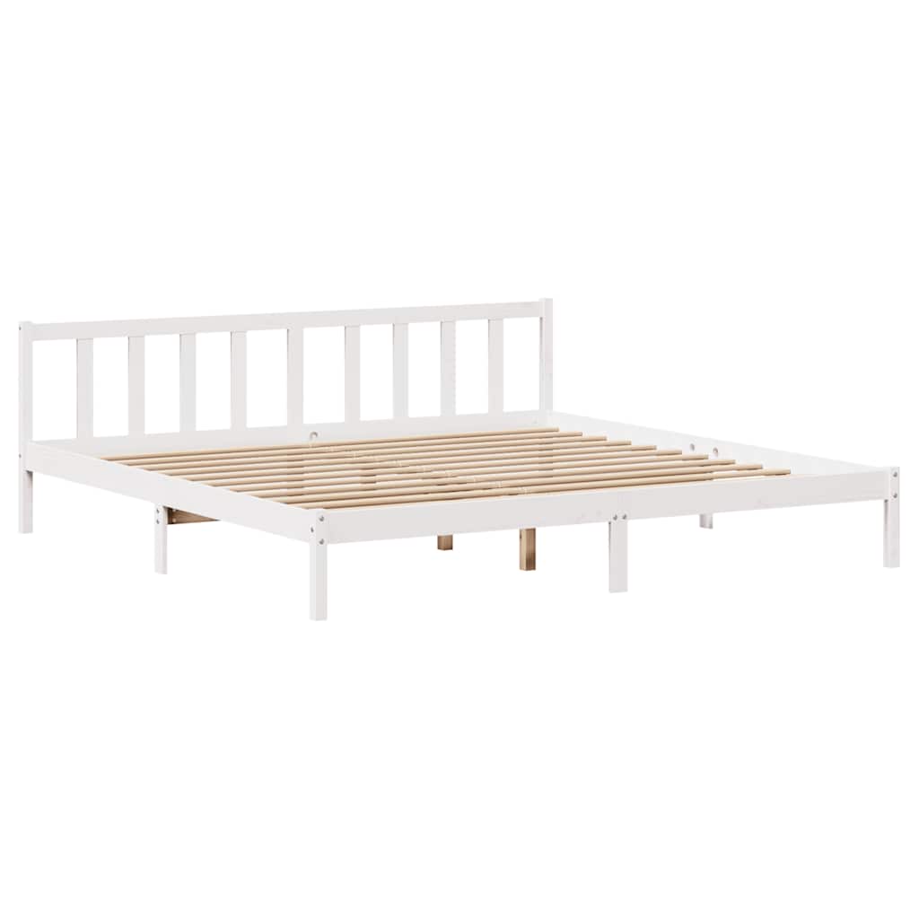 Cadre de lit sans matelas blanc 180x200 cm bois massif de pin - XIOS