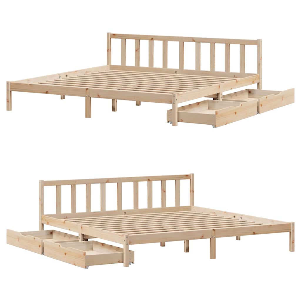 Cadre de lit sans matelas 200x200 cm bois massif de pin - XIOS