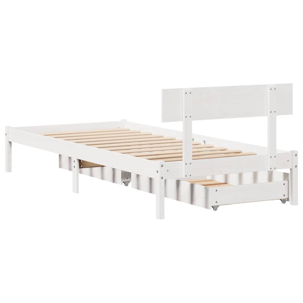 Cadre de lit sans matelas blanc 75x190 cm bois de pin massif - XIOS
